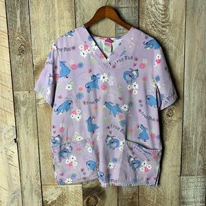 Disney Eeyore  Scrub Top Sz Large “True Blue”